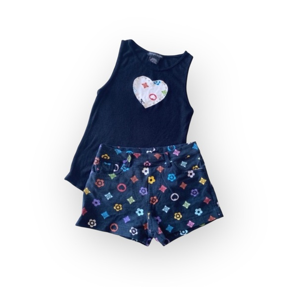 Flowers by Zoe ❉ Handbag Print Shorts ❉ Black with Multi Color Logo Print ❉ 6X 6 - Picture 12 of 14